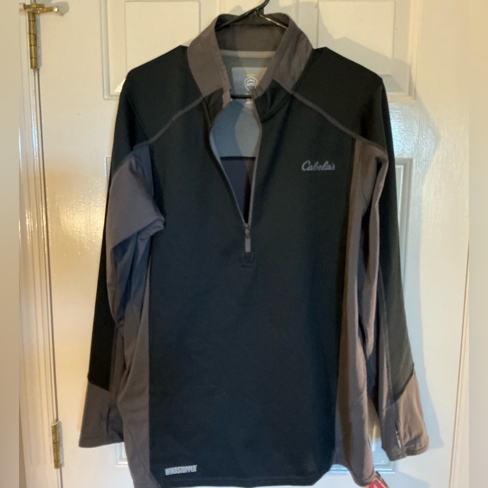 Cabela's Mens XPG Windstopper 1/4 Zip Pullover. Sz. L. Black. New with Tags